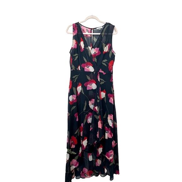 Calvin Klein Dresses & Skirts - Calvin Klein Navy Blue/Pink Floral High-Low Midi Dress, Size 6